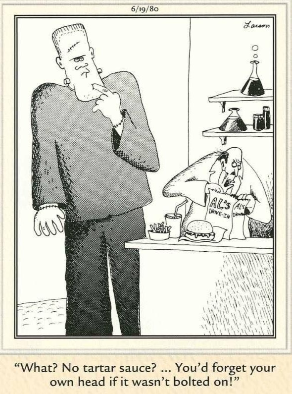 a cartoon depicting a man looking at himself in the mirror