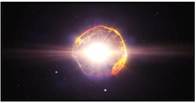 a bright object is shown in the dark sky