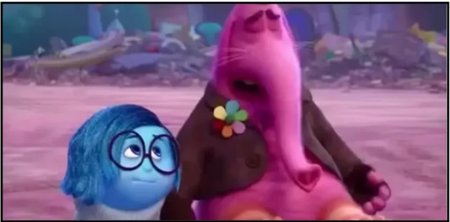 Sadness and Bing Bong together in the 2015 Pixar movie Inside Out