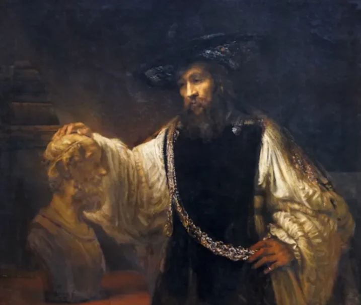 Aristotle with a Bust of Homer by Rembrandt. Oil on canvas. 1653.