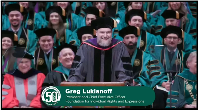 Greg Lukianoff speaking to the University of South Florida’s medical school. 09 May 2024.